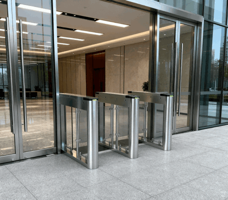 High-Speed Optical Speed Gate Turnstile with Multi-Factor Authentication – Secure Pedestrian Passageway System for Corporate Corridors