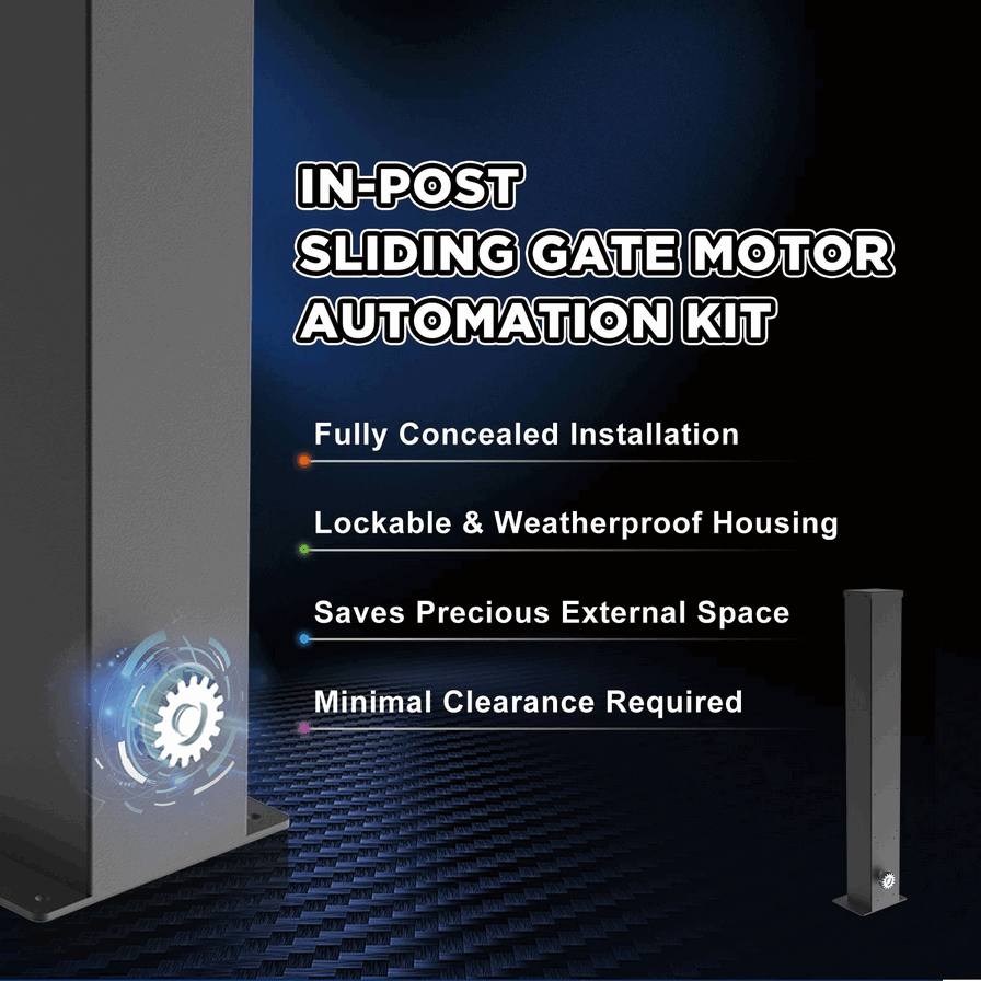 300kg Industrial In-Post Automatic Sliding Gate Motor Kit – Heavy-Duty Electric Gate Opener System for Warehouses and Factories Perimeter Access Control