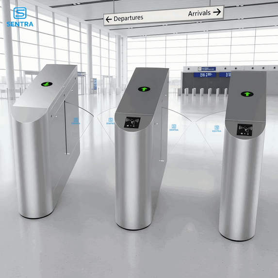 High-Speed Optical Speed Gate Turnstile with Multi-Factor Authentication – Secure Pedestrian Passageway System for Corporate Corridors