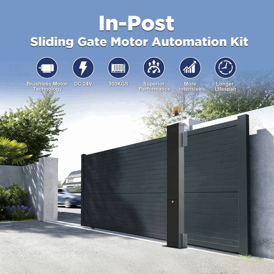 300kg Industrial In-Post Automatic Sliding Gate Motor Kit – Heavy-Duty Electric Gate Opener System for Warehouses and Factories Perimeter Access Control