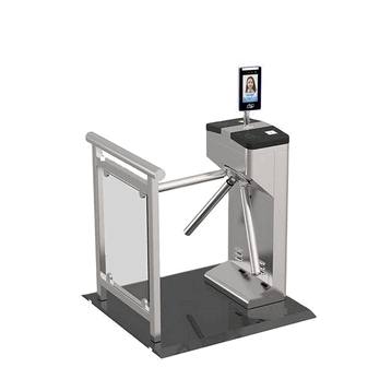 Modern Office Building Automatic Swing Barrier Turnstile Gate with Brushless Motor, Facial Recognition, and QR Code Scanner – Smart Biometric Access Control System