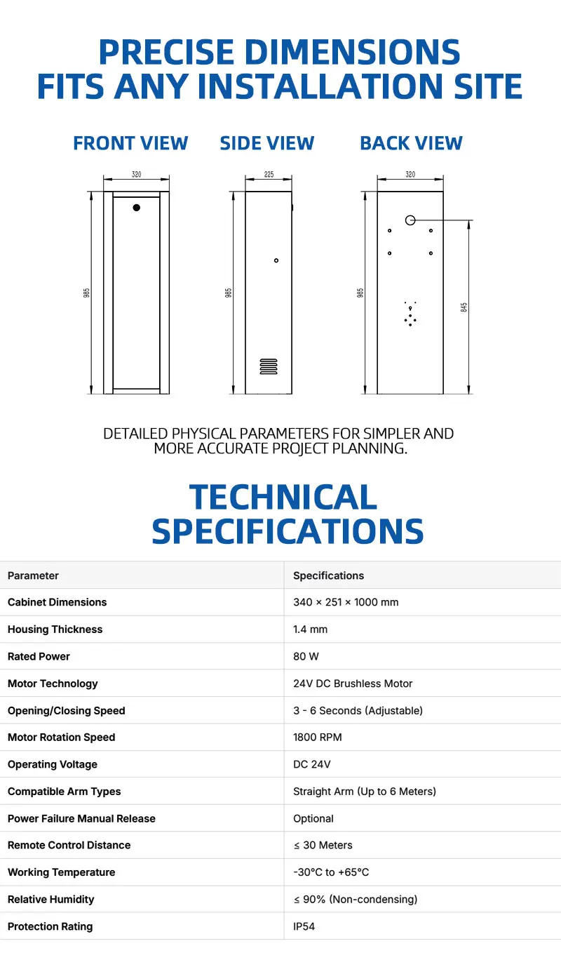 High speed commercial boom barrier gate for smart carpark vehicle management