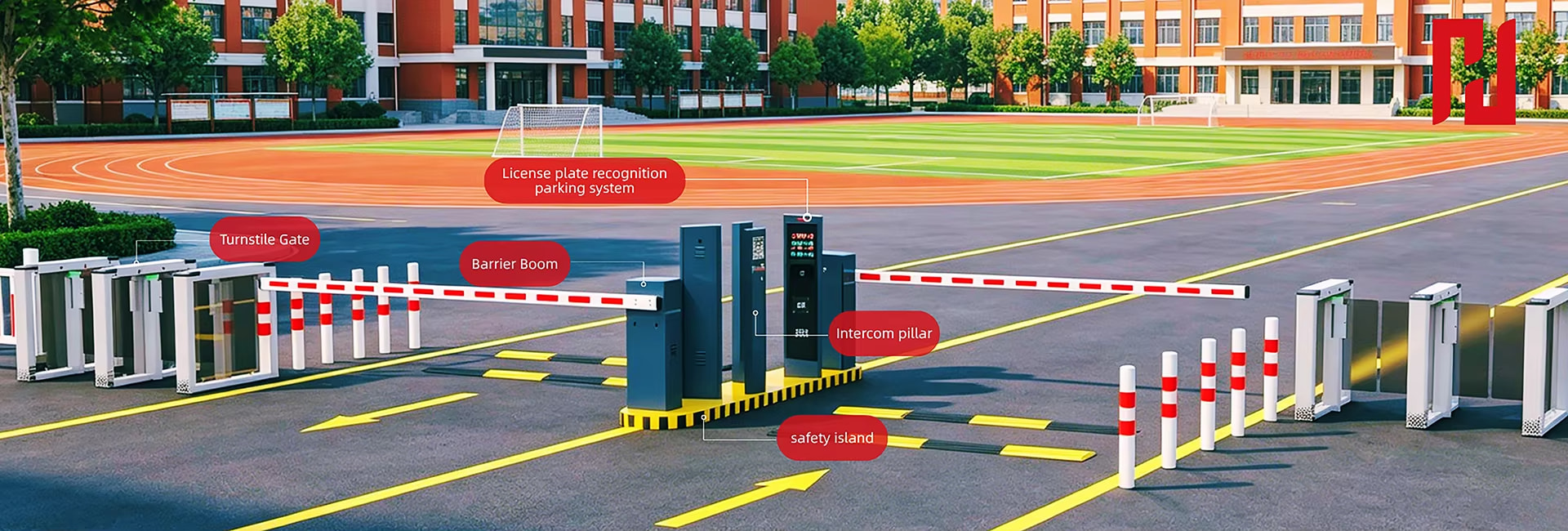 Residential subdivision security entrance barrier gate deployment